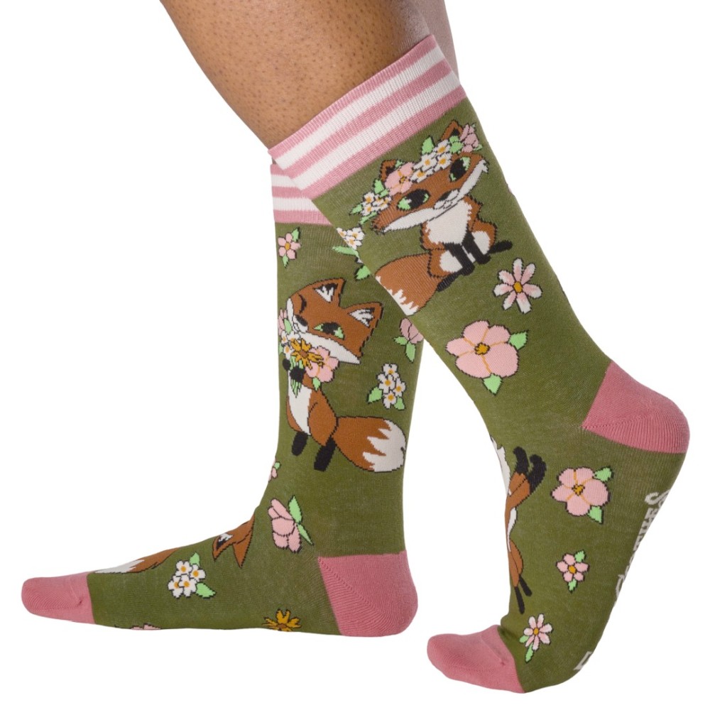 Footclothes - Floral Foxes Sokken - Groen